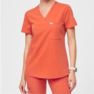 Figs Orange Fitted Short Sleeve Tee